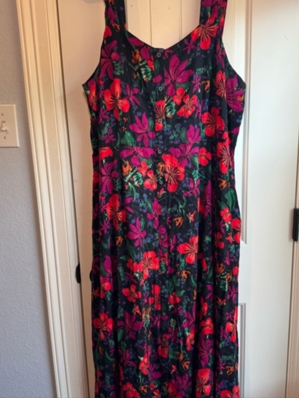 Floral Print Sleeveless Midi Dress 1X